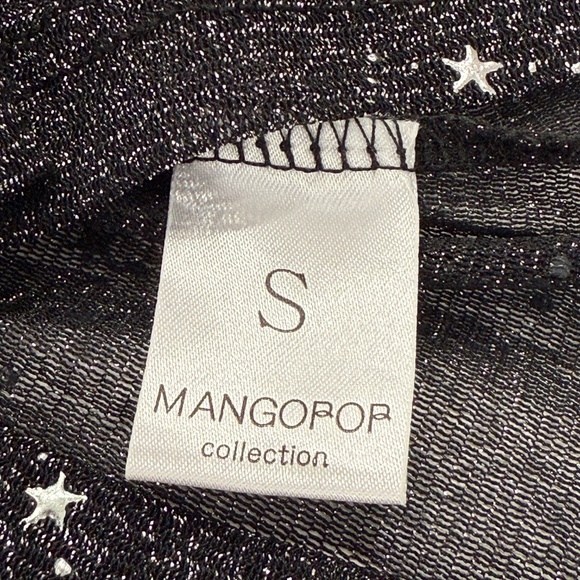 Mangopop Celestial Black Sheer Top Stars Whimsigoth Metallic Festival Rave Sm - Picture 11 of 11